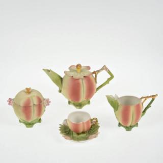 Appraisal: Whimsical Royal Rudolstadt bisque piece tea set th th c