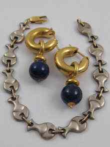 Appraisal: A pair of yellow metal tests ct gold lapis lazuli