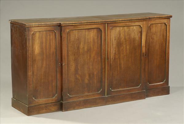 Appraisal: A Regency mahogany breakfront side cabinet circa the ebony banded