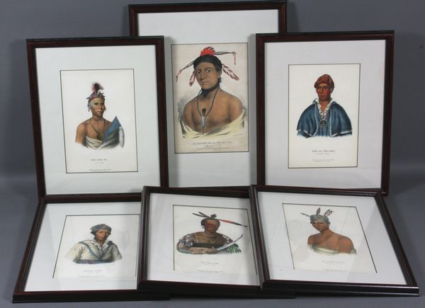 Appraisal: Group of six handcolored prints of American Indians th Century