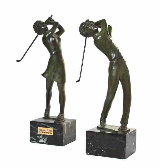 Appraisal: Two American Bronze Sculptures Mario Spampinato Italian American - Girl