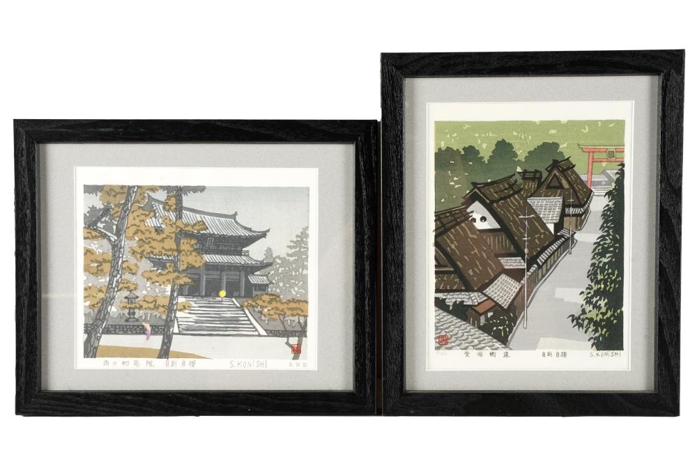 Appraisal: TWO JAPANESE WOODBLOCK PRINTSeach signed S Konishi Seiichiro Provenance The