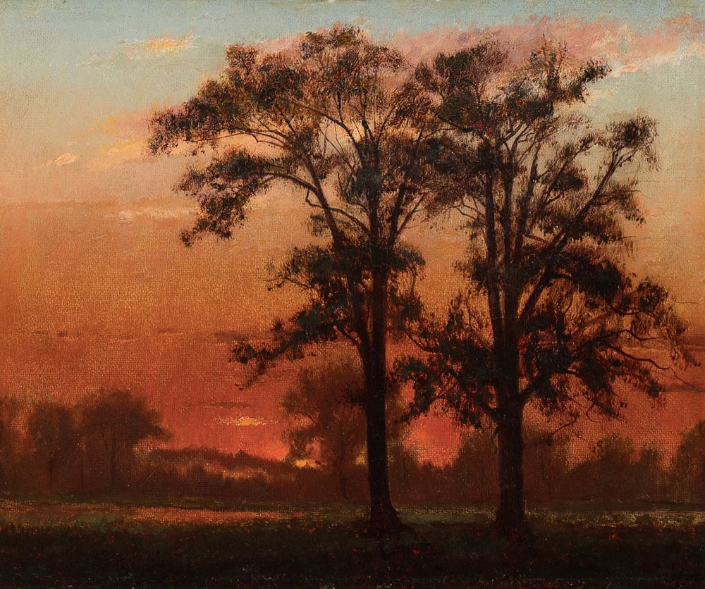 Appraisal: Albert Bierstadt Sunset Study Albert Bierstadt Sunset Study oil on