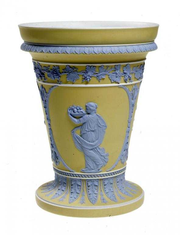 Appraisal: A WEDGWOOD VASE-BOUGH POT in yellow jasper-dip 'yellow porcelain' and