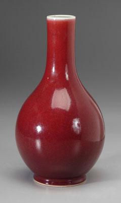 Appraisal: Chinese copper-red glazed bottle vase finely textured surface rich strawberry