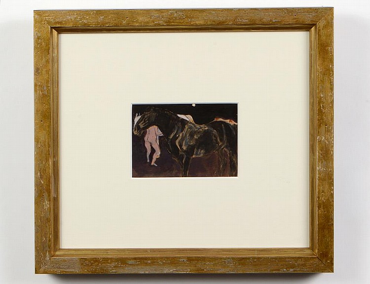 Appraisal: SUSAN HERTEL AMERICAN - Horse Dog and Nude with Moon