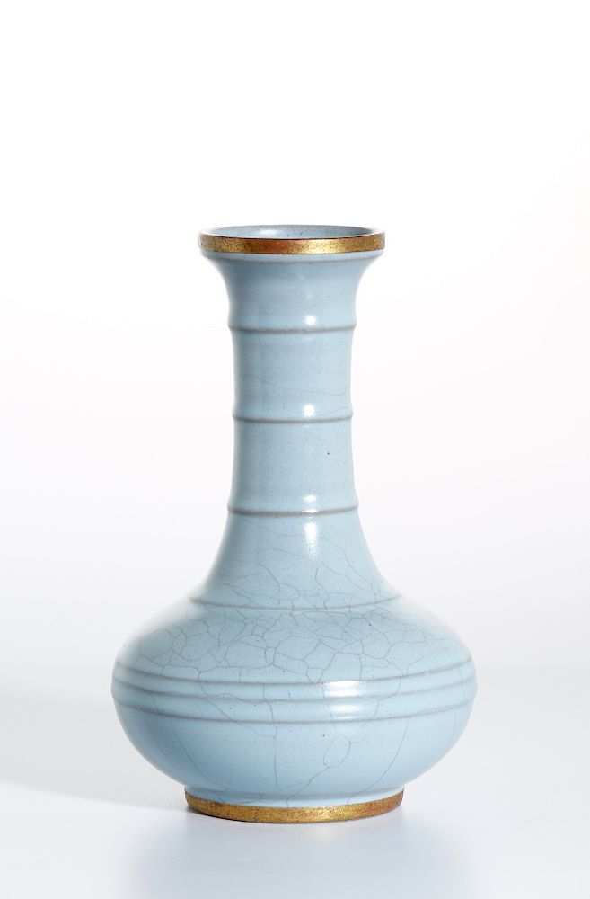 Appraisal: Rare Chinese Guan-Type Mallet Vase The broad swelling cylindrical body