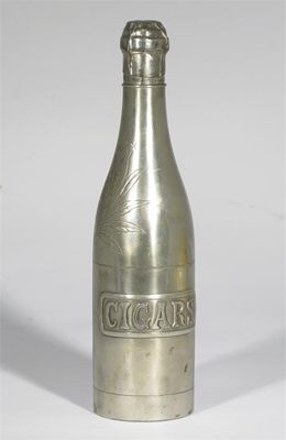 Appraisal: Cigars' a novelty electroplated cigar holder modelled as a champagne