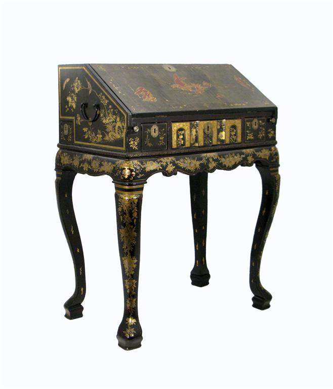 Appraisal: An unusual Chinese black lacquer fall-front desk