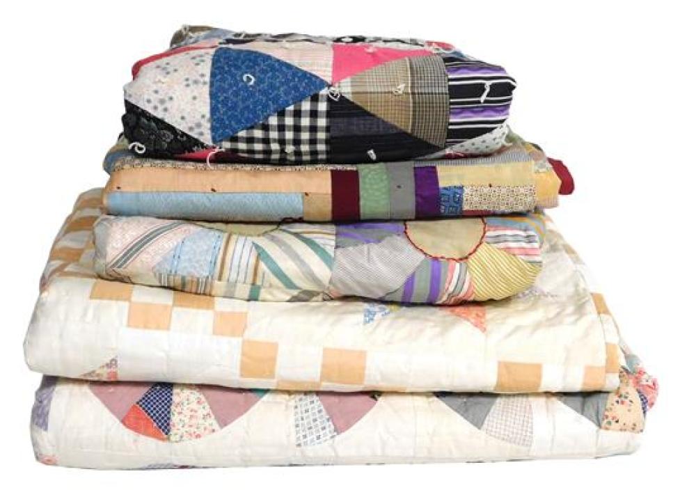 Appraisal: Five assorted handmade quilts various patterns and fabrics designs include