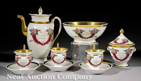 Appraisal: A Paris Porcelain Polychromed and Gilt Coffee Service early th