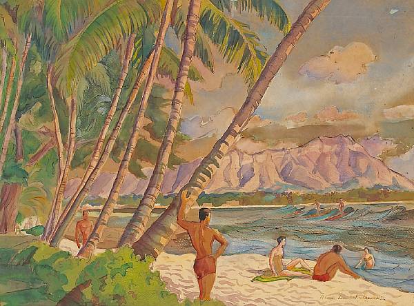 Appraisal: Robert Lee Eskridge American - Looking from Halekulani towards Diamond