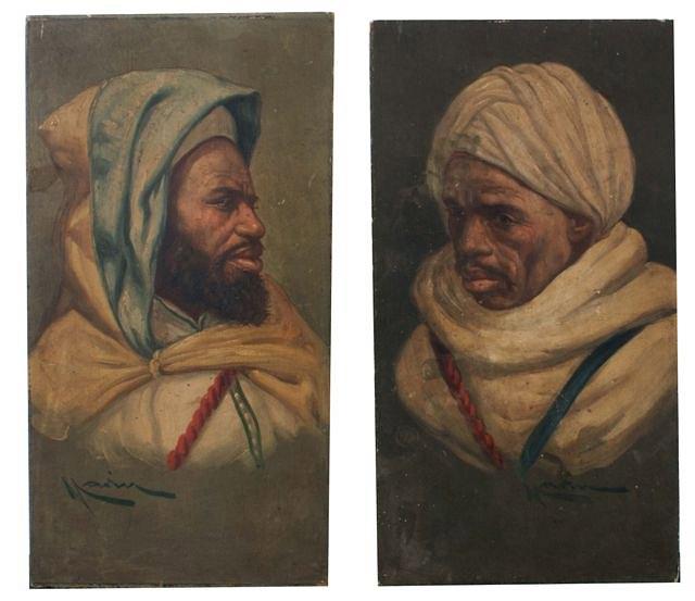 Appraisal: MARIN - Arab studies a pair signed oils on panel