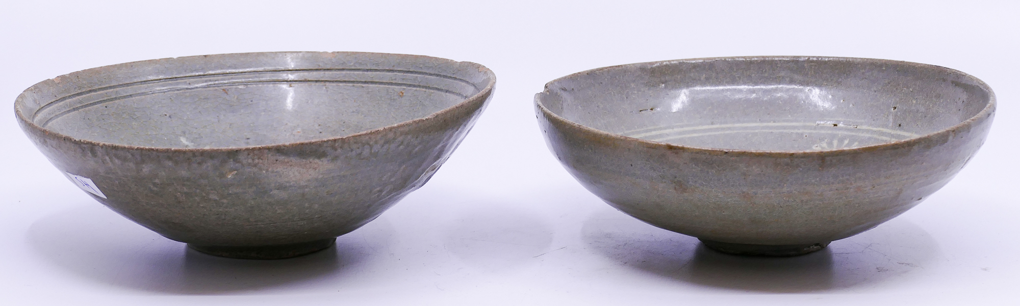 Appraisal: pc Korean Goryeo Celadon Bowls- AS IS with chipping -