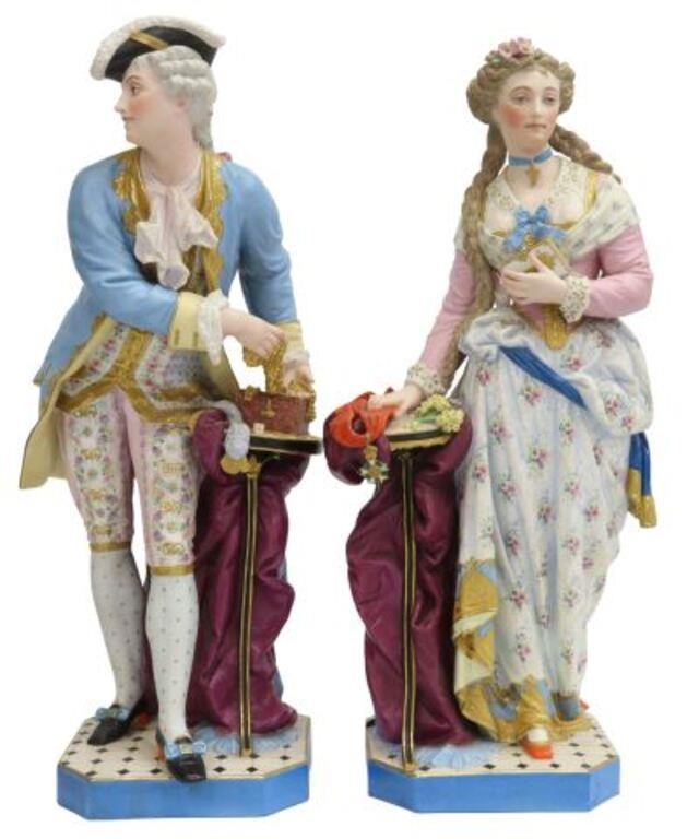 Appraisal: pair Large French colored biscuit porcelain figures Virtue and Vice