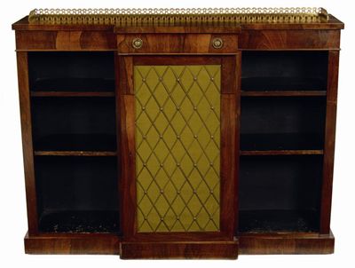 Appraisal: A th century rosewood breakfront bookcase the top with a