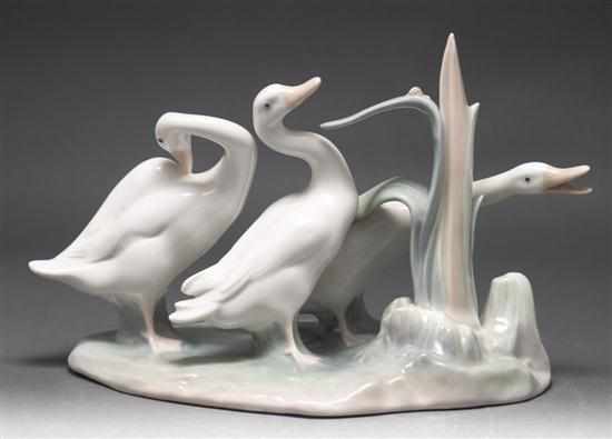 Appraisal: Lladro porcelain figural group of geese in a marsh blue