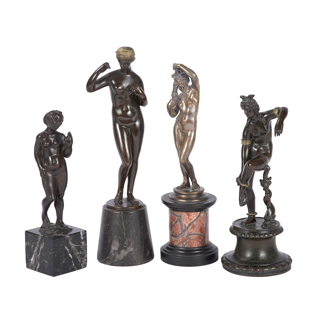 Appraisal: Group of Four Continental Bronze and Silvered Bronze Figures th