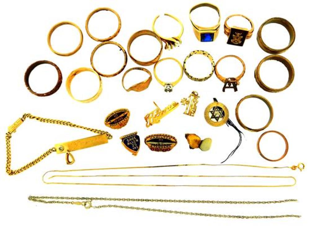 Appraisal: JEWELRY Gold approximately twenty-seven pieces various purities and states of