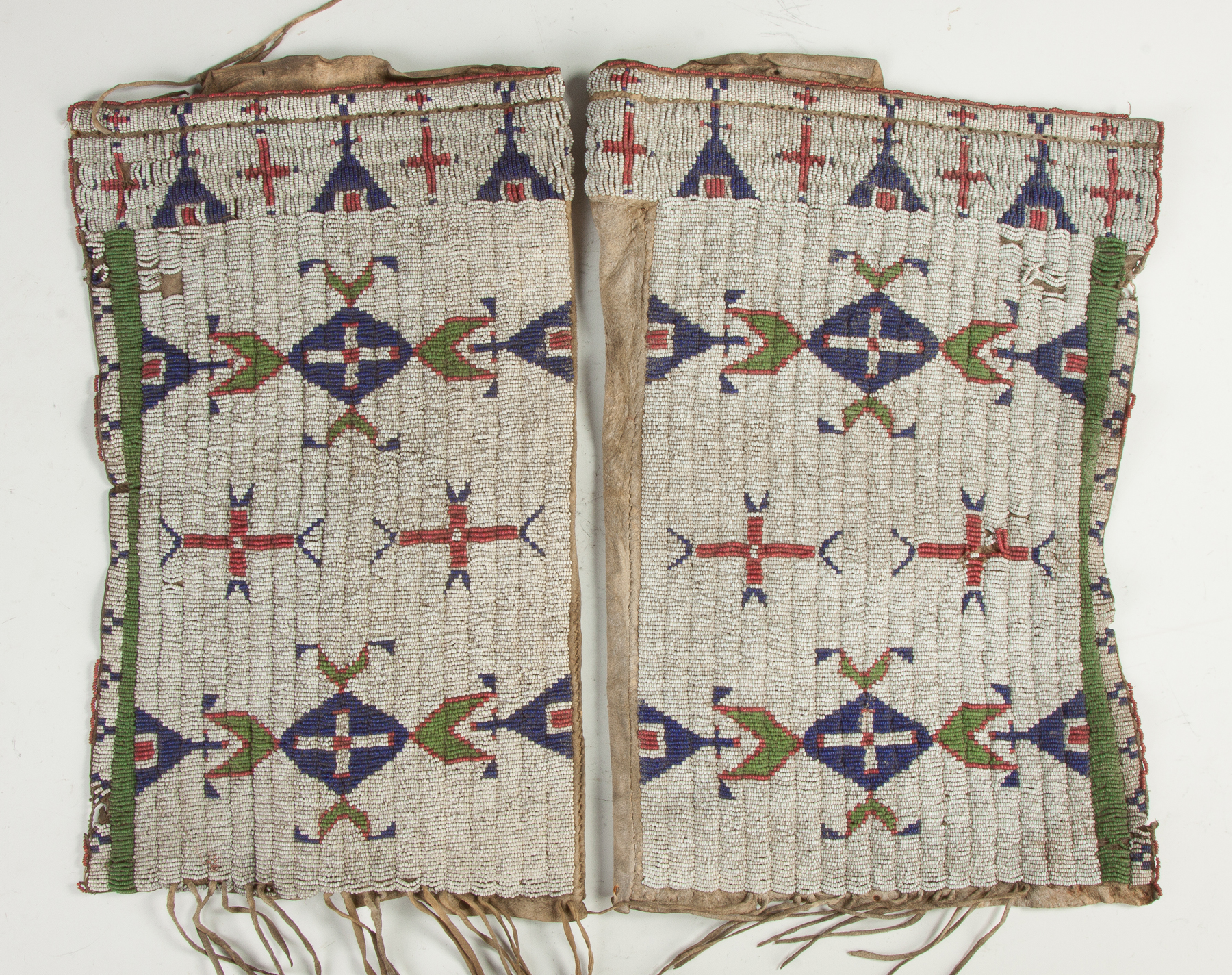 Appraisal: Pair of Native American Beaded Buckskin Leggings th cent Sioux