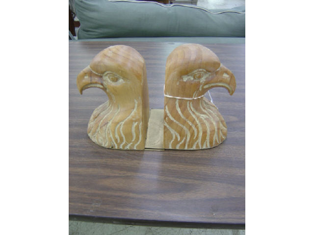 Appraisal: PR WOOD EAGLE BOOKENDS