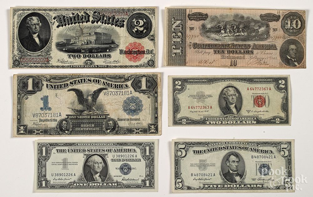 Appraisal: US paper currency US paper currency to include Confederate ten