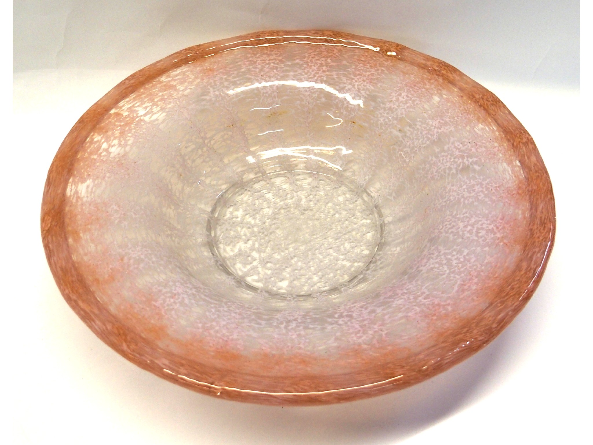 Appraisal: A WMF Ikora pink glass bowl the circular bowl in