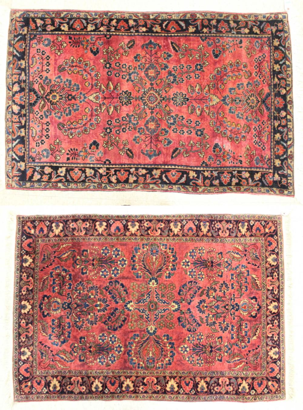 Appraisal: TWO SEMI-ANTIQUE PERSIAN SAROUK AREA RUGS Markazi Province northwestern Iran