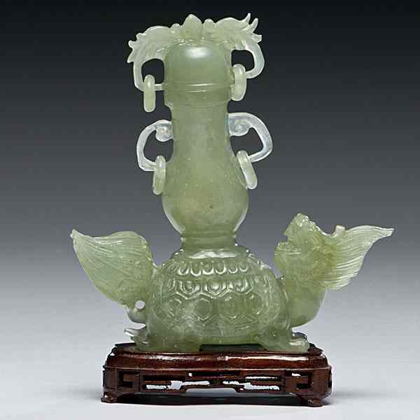 Appraisal: Chinese Dragon Turtle Vessel Chinese a carved dragon turtle in