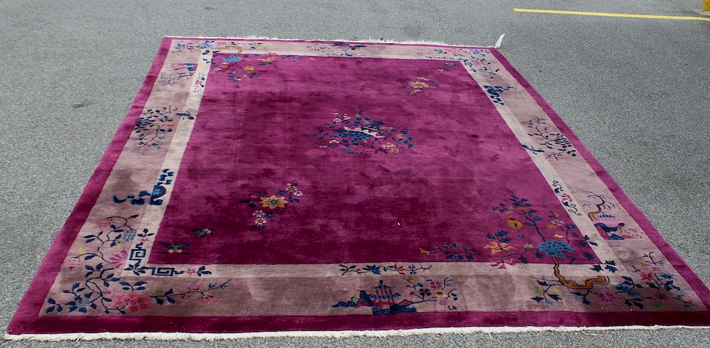 Appraisal: Art Deco Chinese Hand Woven Carpet Vibrant color and probably