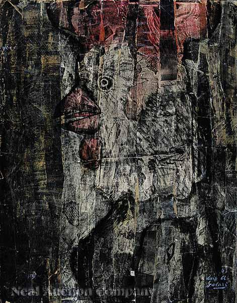 Appraisal: Luis A Solari Uruguayan - Rooster mixed media collage on