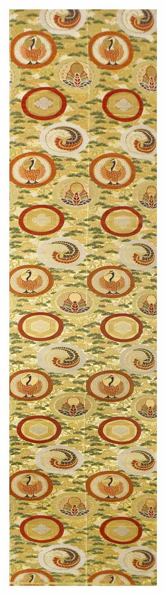 Appraisal: A Chinese Embroidered Textile depicting cranes on a gold background