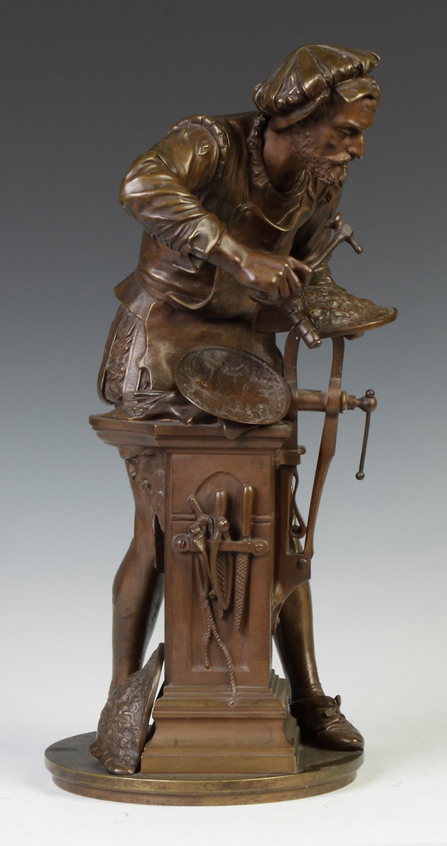 Appraisal: Adrien Etienne Gaudez French - Bronze Sculpture of Armor Maker