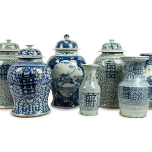 Appraisal: A Collection of Chinese Blue and White Porcelain Ginger Jars