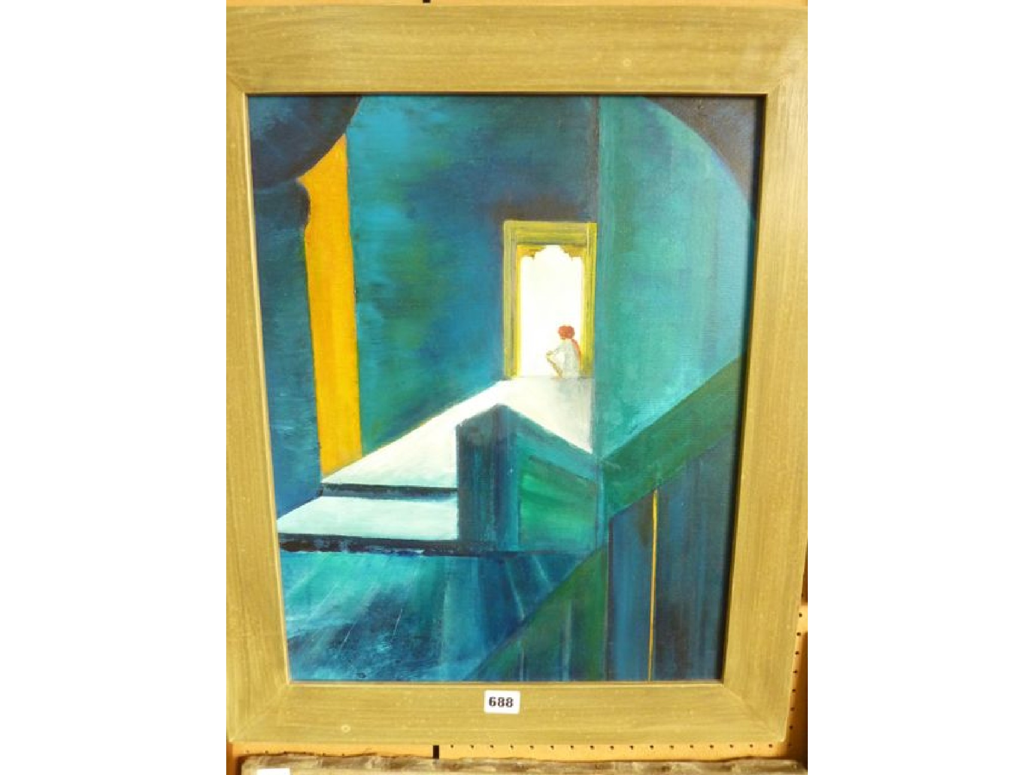 Appraisal: An oil painting on canvas of an abstract style scene