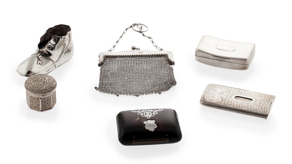 Appraisal: A group of various novelty boxes and other silver items