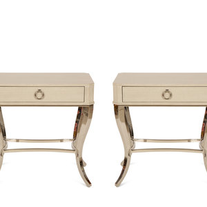 Appraisal: A Pair of Bernhardt Painted Wood and Chrome Side Tables