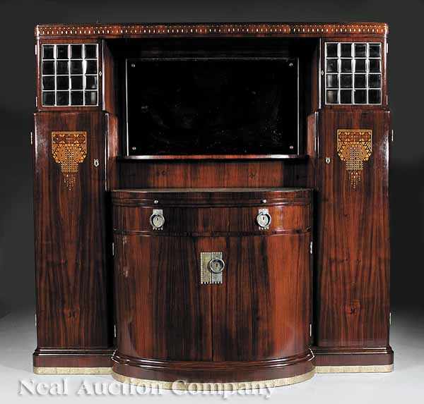 Appraisal: An Austro-Hungarian Jugenstil Mother-of-Pearl Inlaid Rosewood Cabinet early th c