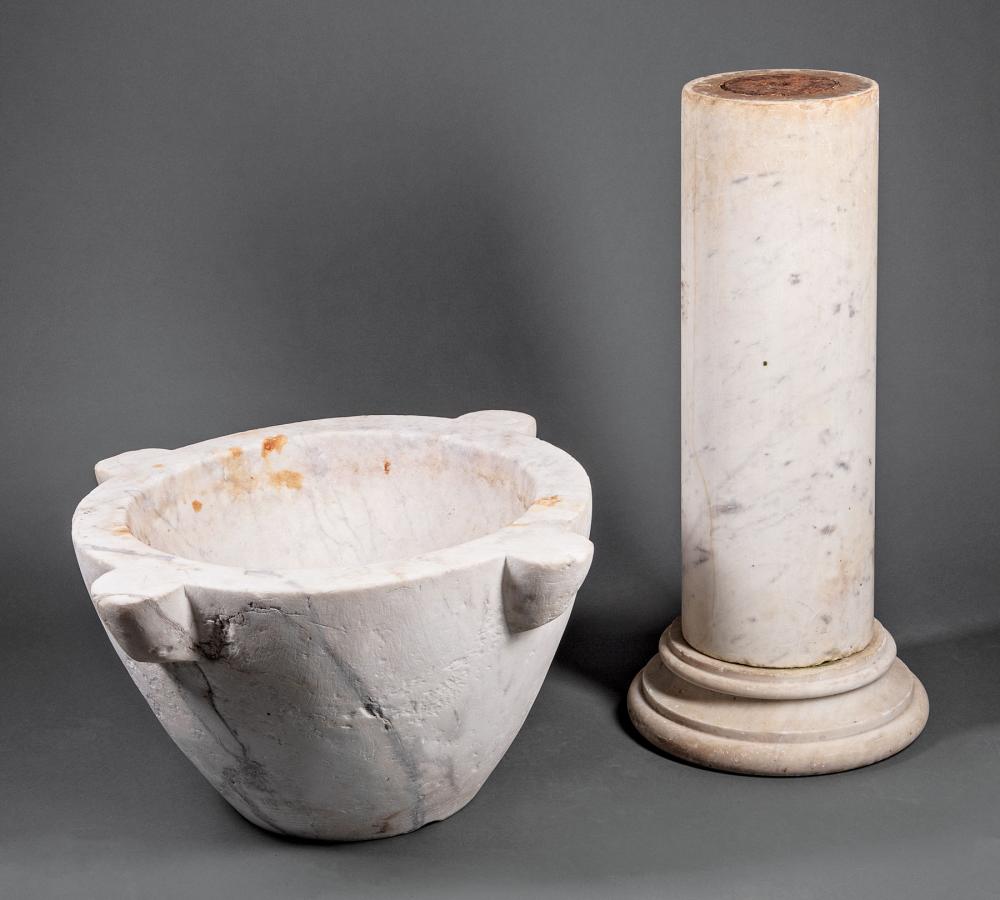 Appraisal: Continental Marble Mortar on Stand h in w in d