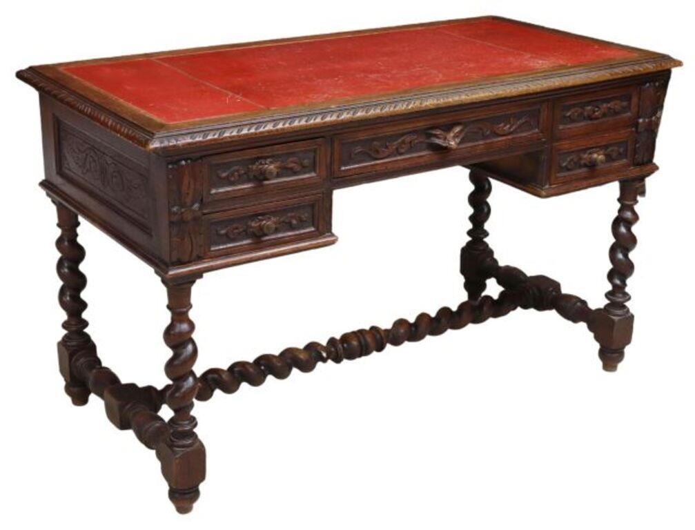 Appraisal: French Louis XIII style oak writing desk late th c