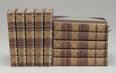 Appraisal: Set of ten leather-bound books The Works of William Wordsworth