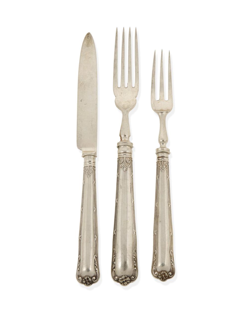 Appraisal: An English sterling silver fruit flatware service Circa Marked for