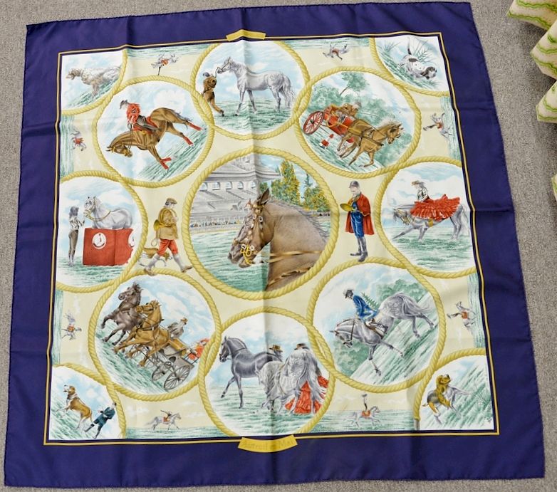 Appraisal: Hermes silk scarf Auteuil en Mai in original box approximately