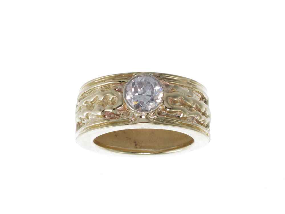 Appraisal: CT DIAMOND SOLITAIRE WIDE GOLD BAND K yellow gold band