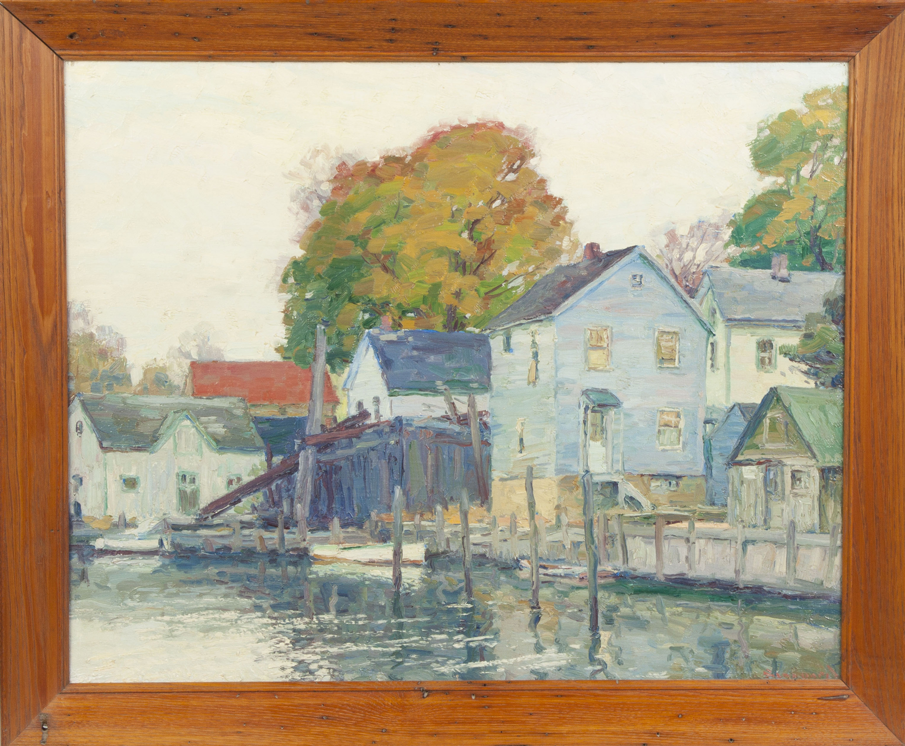 Appraisal: George Renouard American - Boathouses Sgn Lower right Renouard Oil