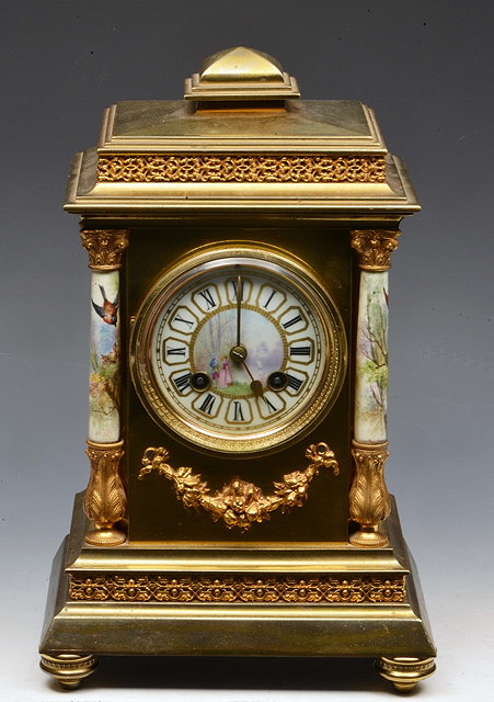 Appraisal: A LATE TH CENTURY FRENCH GILT BRASS MANTEL CLOCK the