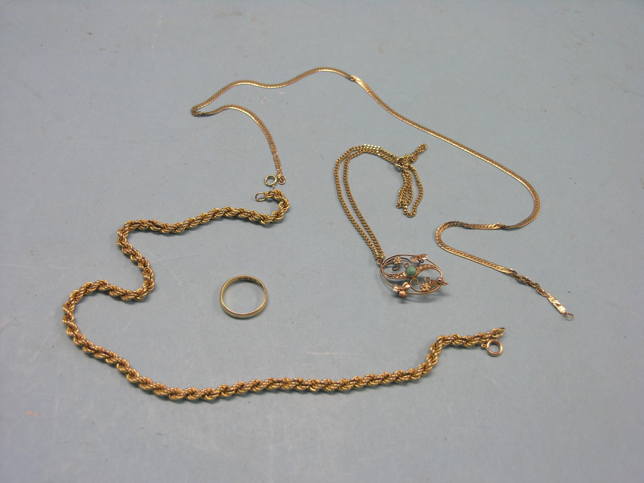 Appraisal: A ct gold rope-twist necklace grams a gold necklace grams