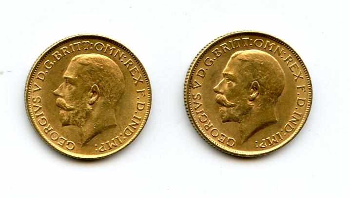 Appraisal: South Africa George V Sovereigns -SA KM- A delightful pair