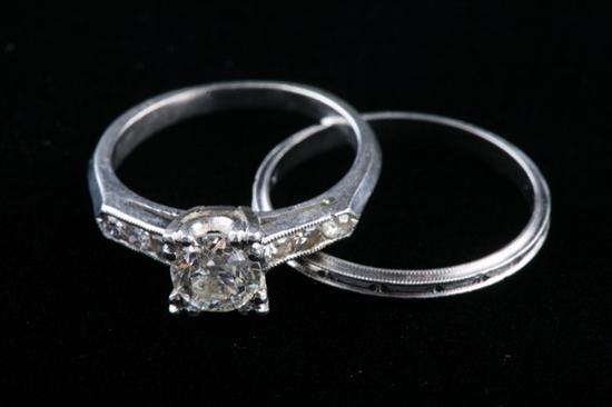 Appraisal: PLATINUM AND DIAMOND ENGAGEMENT TYPE RING WITH SIMILAR PLATINUM WEDDING