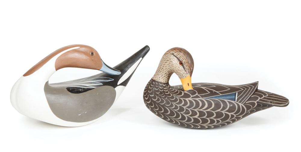 Appraisal: Pair of Louisiana Carved Duck Decoys Barry Chauvin Larose LA